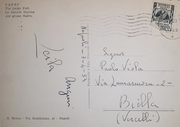 Cartolina - Capri - Marina Grande - 1953