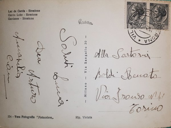 Cartolina - Lago di Garda - Sirmione - 1957