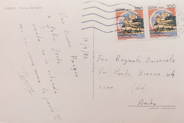 Cartolina - Lonigo - Piazza Garibaldi - 1982