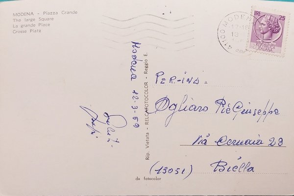 Cartolina - Modena - Piazza Grande - 1969