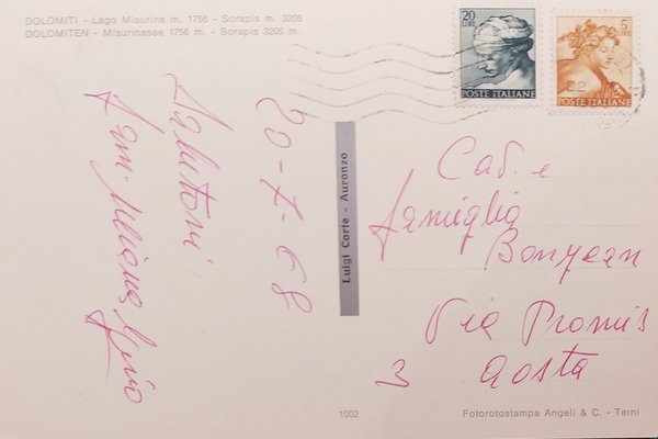 Cartolina - Dolomiti - Lago Misurina - Sorapis - 1968