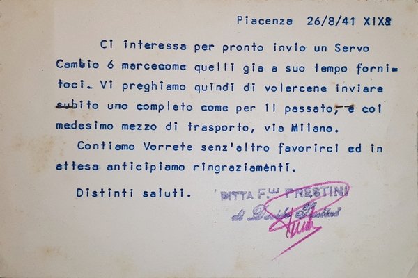 Cartolina Pubblicitaria - Ditta F.lli Prestini - Esclusiva Trattori Fordson …