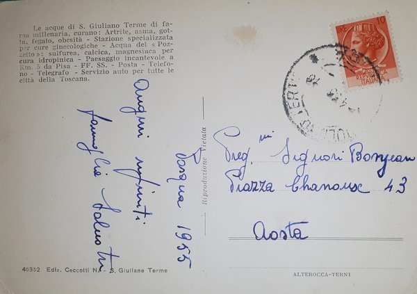 Cartolina - S. Giuliano Terme ( Pisa ) - Pensione …