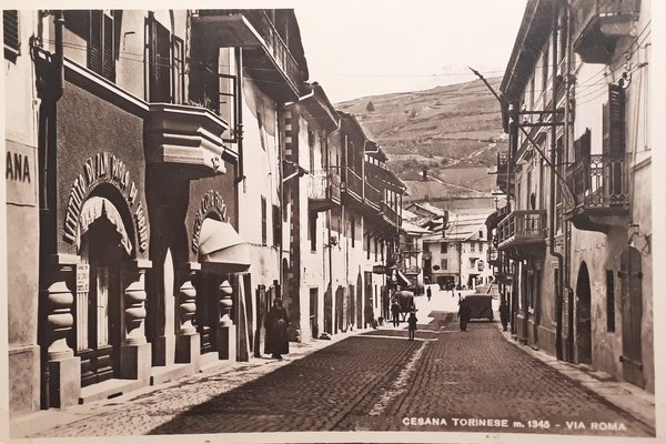 Cartolina - Cesana Torinese - Via Roma - 1940