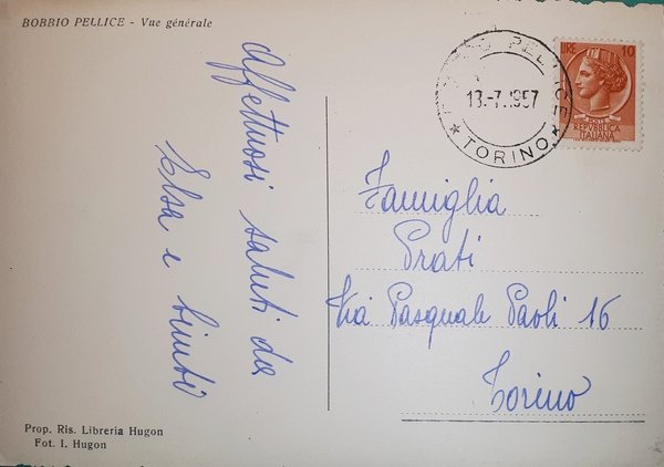 Cartolina - Bobbio Pellice - Vue generale - 1957