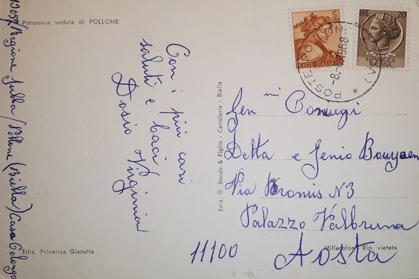 Cartolina - Pittoresca veduta di Pollone - 1968