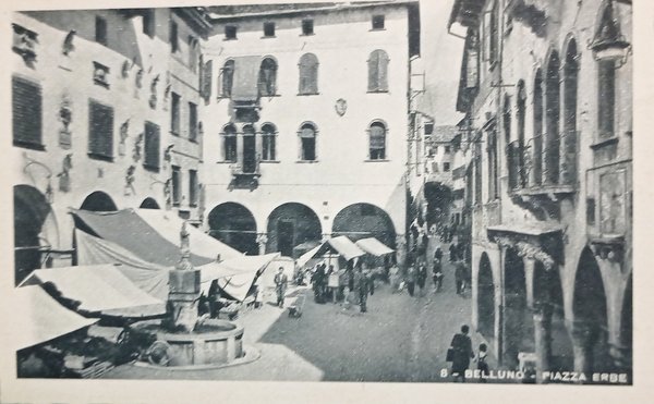 Cartolina - Belluno - Piazza Erbe - 1930 ca.