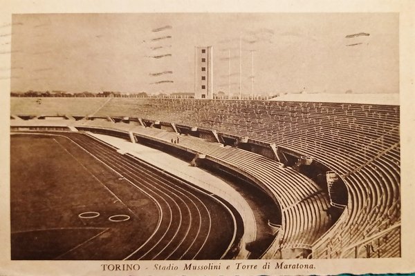 Cartolina - Torino - stadio Mussolini e Torre di Maratona …