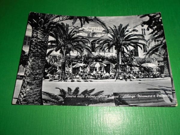 Cartolina Pietra Ligure - Albergo Miramare e Palmizi 1962 ca.