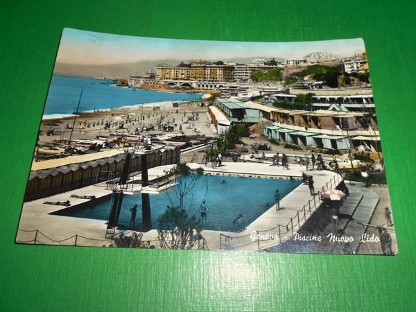 Cartolina Genova - Piscine Nuovo Lido 1957.