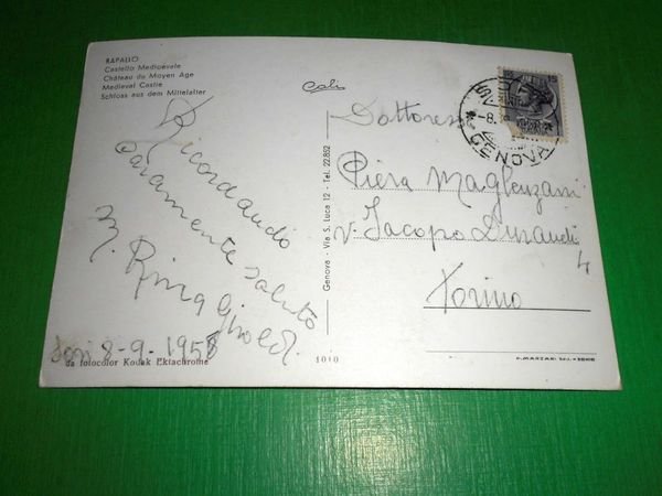 Cartolina Rapallo - Castello Medioevale 1958.
