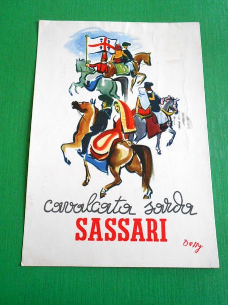 Cartolina Costumi Cavalcata Sarda - Sassari 1953.