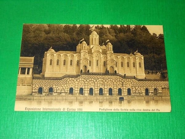 Cartolina Esposizione di Torino 1911 - Padiglione della Serbia sulla … | Immagine principale