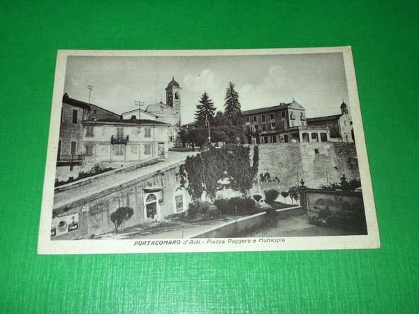 Cartolina Portacomaro d' Asti - Piazza Roggero e Municipio 1950 …