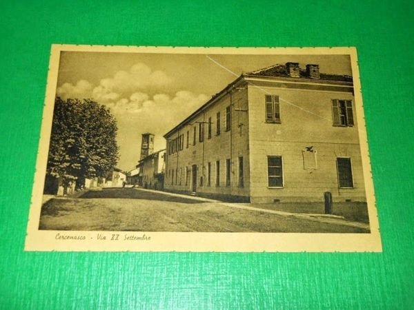 Cartolina Cercenasco - Via XX Settembre 1942 ca..