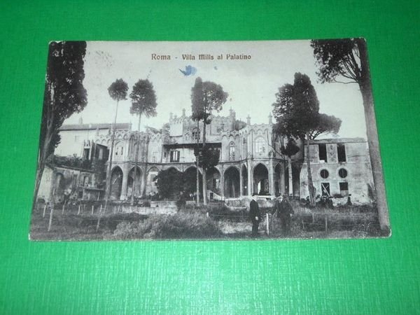 Cartolina Roma - Villa Mills al Palatino 1916.