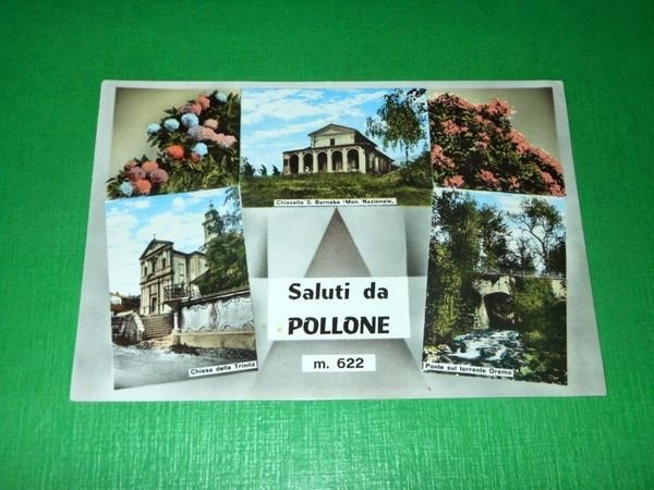 Cartolina Saluti da Pollone - Vedute diverse 1961.