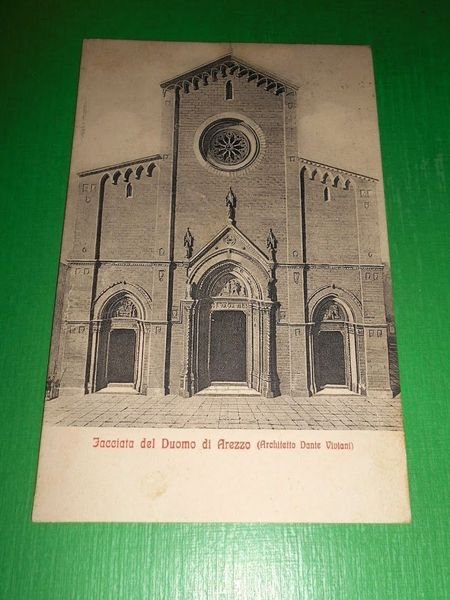 Cartolina Arezzo - Facciata del Duomo 1914.