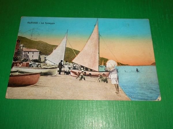 Cartolina Alassio - La spiaggia 1930 ca.
