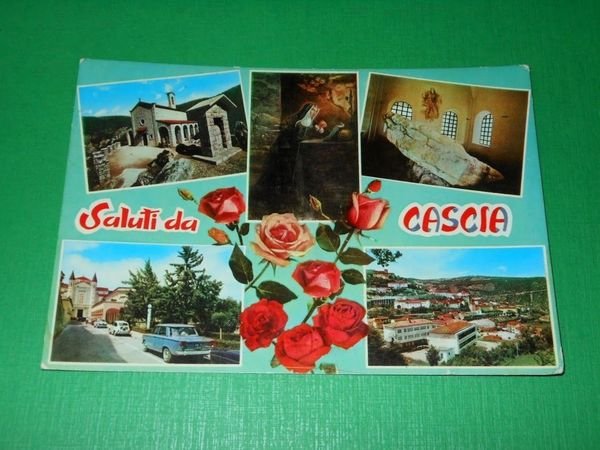 Cartolina Saluti da Cascia - Vedute diverse 1977.