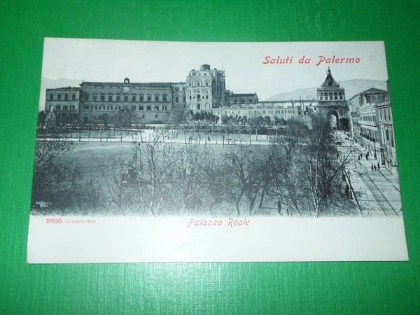 Cartolina Saluti da Palermo - Palazzo Reale 1900 ca.