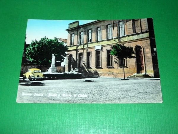 Cartolina Spineto Scrivia - Scuole e Monumento ai Caduti 1980.