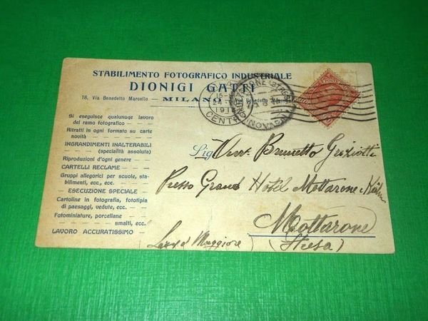 Cartolina Milano - Stabilimento Fotografico Industriale Dionigi Gatti 1913.