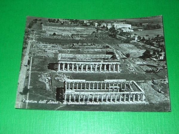 Cartolina Paestum dall' Aereo - Il Santuario Urbano 1950 ca.