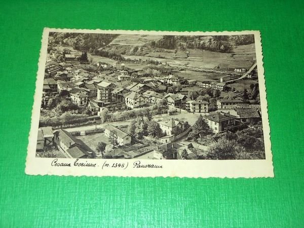 Cartolina Cesana Torinese - Panorama generale 1935.
