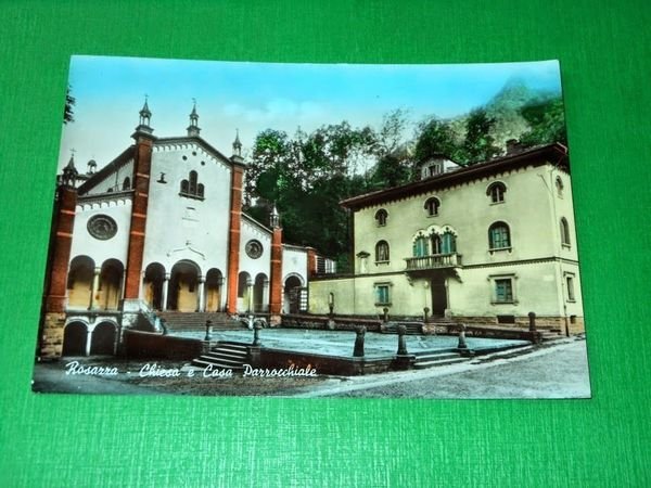 Cartolina Rosazza - Chiesa e Casa Parrocchiale 1964.