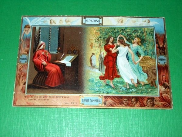Cartolina Dante - Divina Commedia - Visione delle Virtù Teologali …