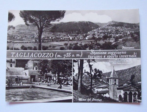 Cartolina Tagliacozzo - Panorama e Chiesa Soccorso 1960.