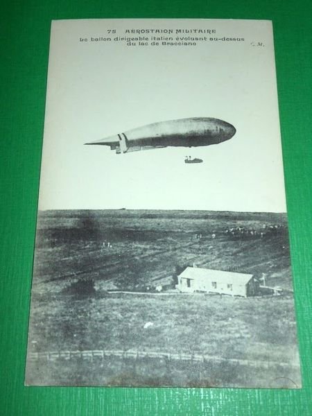 Cartolina Aeronautica - Dirigibile militare Italia sopra il lago di … | Immagine principale