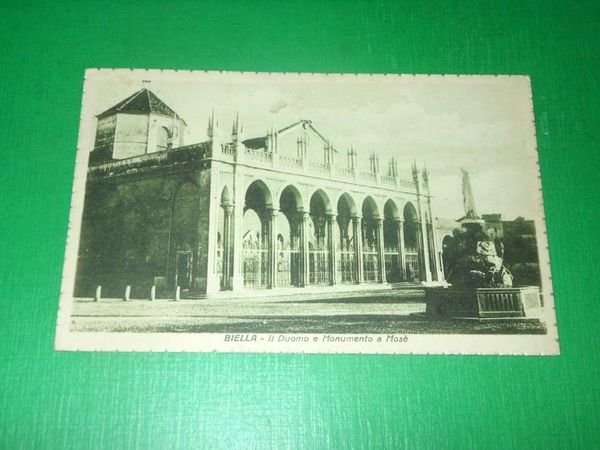 Cartolina Biella - Il Duomo e Monumento a Mosè 1940 …