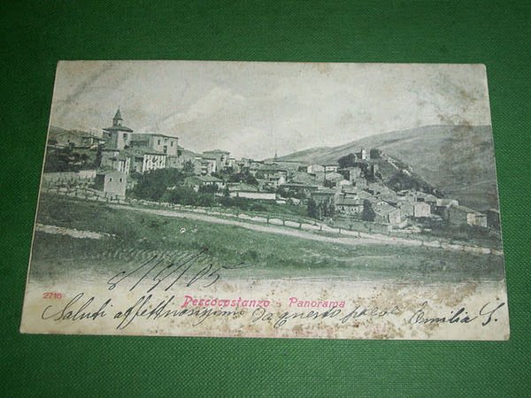 Cartolina Pescocostanzo ( L' Aquila ) - Panorama 1905.