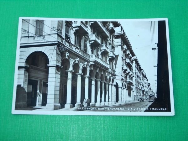 Cartolina Genova Sampierdarena - Via Vittorio Emanuele 1932.