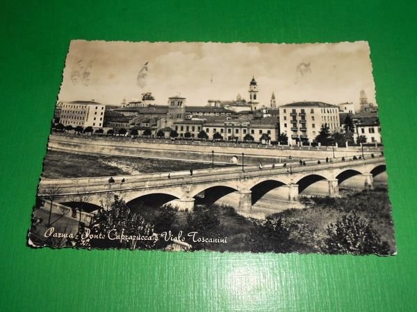Cartolina Parma - Ponte Caprazucca e Viale Toscanini 1956.