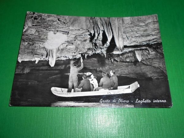 Cartolina Grotte di Oliero - Laghetto interno 1954.