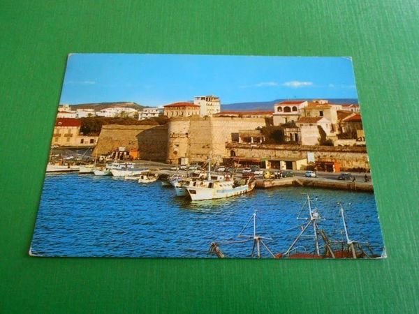 Cartolina Alghero - Il porto - I bastioni 1974.