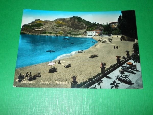 Cartolina Taormina - Spiaggia Mazzarò 1959.