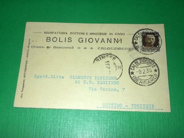 Cartolina Pubblicità Manifattura Bottoni Minuterie Bolis Giovanni Calolziocorte