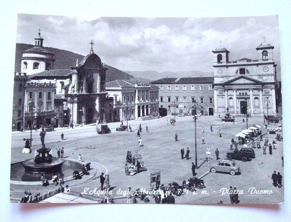 Cartolina L'Aquila - Piazza Duomo 1950 ca.