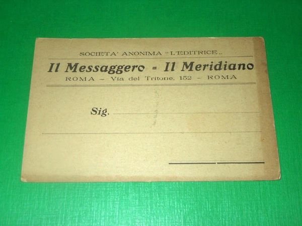 "Cartolina Pubblicità Società Amonima "L'Editrice" - Il Messaggero / Il …