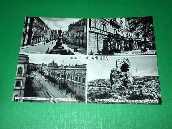 Cartolina Saluti da Caltanissetta - Vedute diverse 1957.