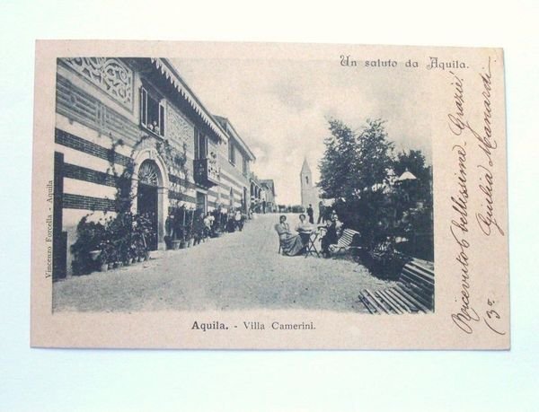 Cartolina Aquila - Villa Camerini viaggiata 1901.