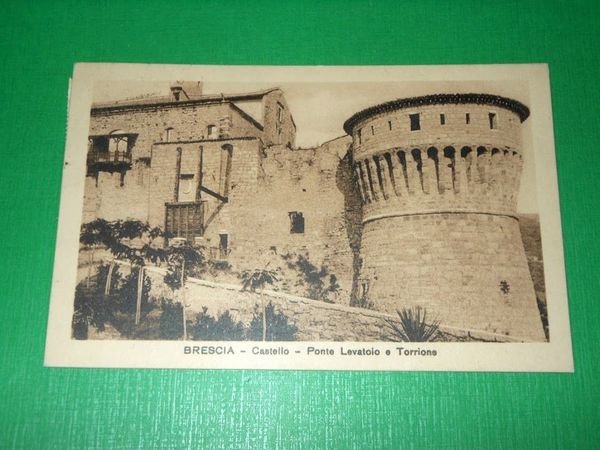 Cartolina Brescia - Castello - Ponte Levatoio e Torrione 1932.