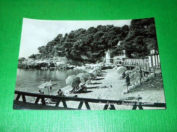 Cartolina Fiascherino - Spiaggia di Levante 1955 ca.