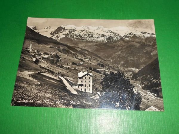 Cartolina Antagnod - Sfondo Monte Rosa 1949.