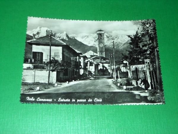 Cartolina Nole Canavese - Entrata in paese da Ciriè 1958.