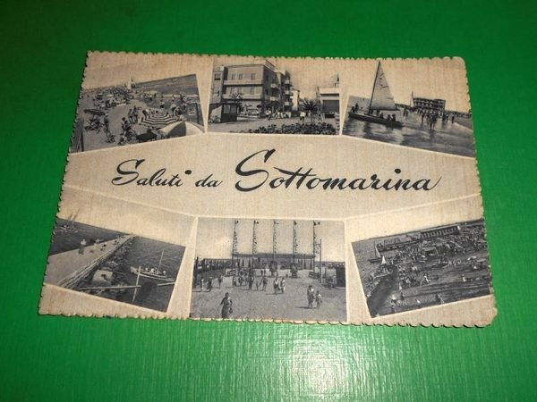 Cartolina Saluti da Sottomarina Lido - Vedute diverse 1958.